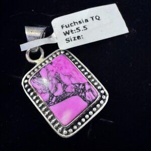 Southwestern Fuschia Turquoise and Sterling Pendant Beautiful!